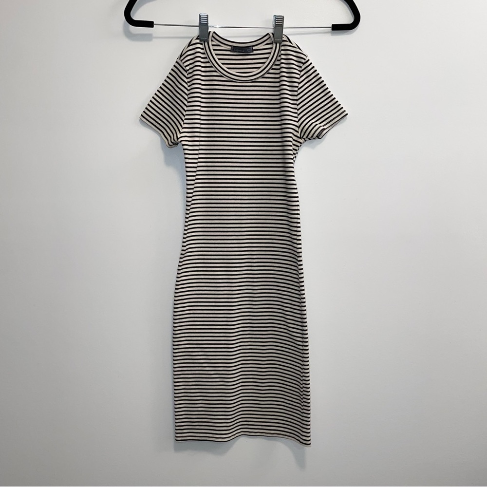 Soprano Black & Ivory Striped Mini Dress Size S